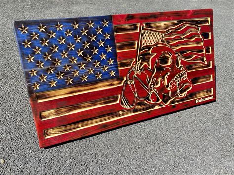 American Flag Wall Art, Wooden American Flag, Wood USA Flag, Patriotic Wooden Wall Decor, Skull ...