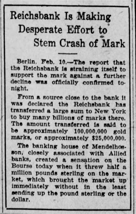 [February 10th, 1923] Berlin: The Reichsbank, Germany's central bank ...