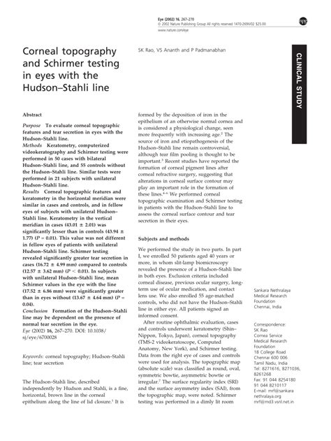 (PDF) Corneal topography and Schirmer testing in eyes with the Hudson ...