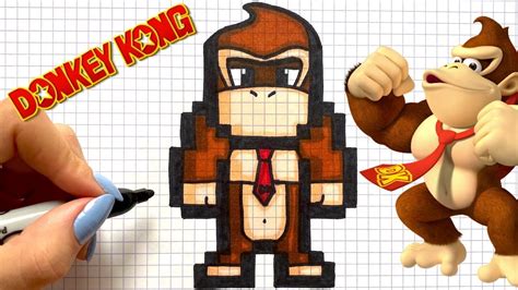 HOW TO DRAW DONKEY KONG PIXEL ART NINTENDO - YouTube