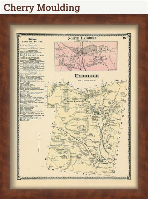 Town of UXBRIDGE, Massachusetts 1870 Map