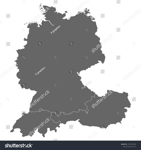 Map Austria Germany Switzerland Stock Vector (Royalty Free) 1287185542 ...