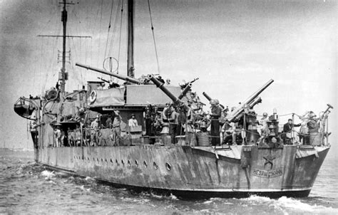 Heavily armed Soviet Navy destroyer Nezamozhnik (Fidonisi type, Novik class) in the Black sea ...