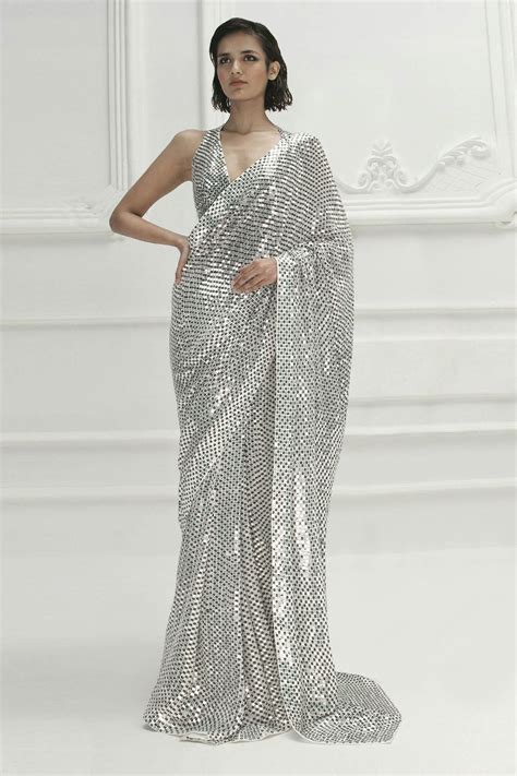 Buy Sequin Embroidered Saree with Blouse by Manish Malhotra at Aza ...