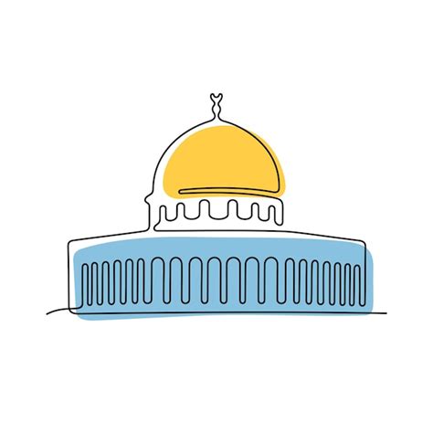 Premium Vector | Dome of the rock jerusalem continuous line vector illustration