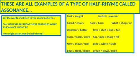 HALF-RHYME - ASSONANCE | Teaching Resources