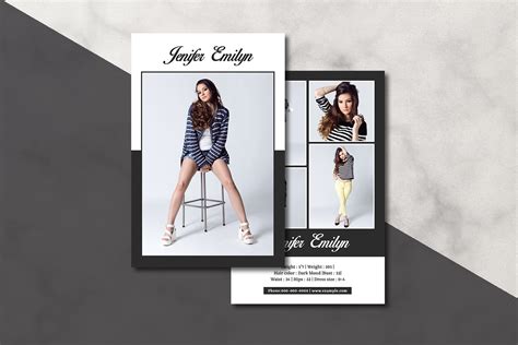 Model Comp Card Template, Modeling Composite Card