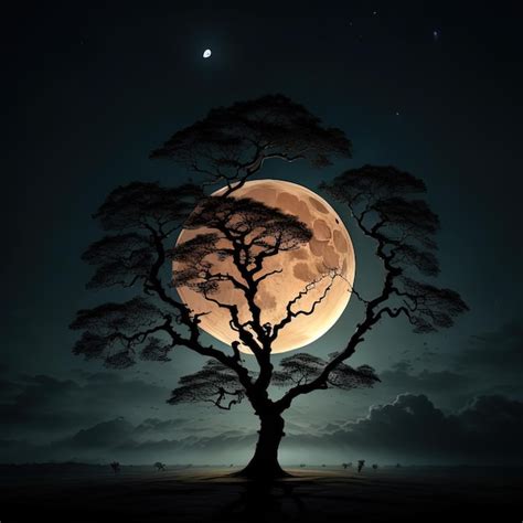 Moon Tree Silhouette