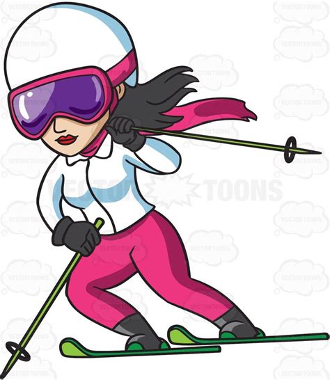 A female freestyle skier • Vector Graphics • VectorToons.com | Skiing, Clip art, Clip art library