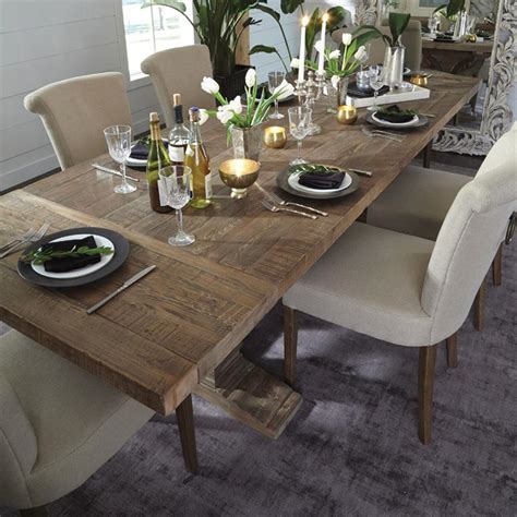 Sophia Rustic Rectangular Brown Distressed Pine Extendable Dining Table ...