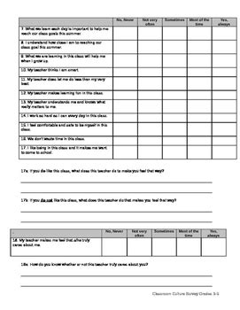 Anonymous Student Classroom Culture Survey by Ms Stockalls Classroom Store