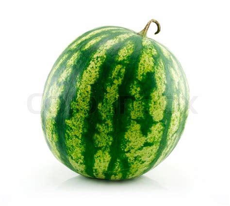 Ripe Green Watermelon Isolated on White Background | Stock Photo | Colourbox