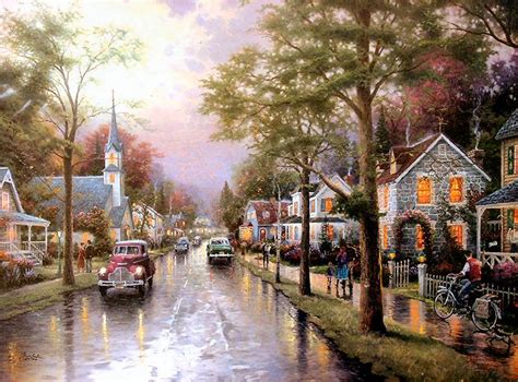 Hometown Morning (Hometown Memories VI) by Thomas Kinkade EPIC SIZE 30x40 Signed and Numbered ...