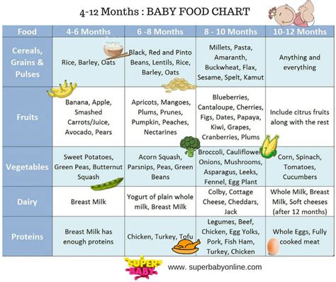 Indian Baby Food Chart: 6 to 12 months | Baby food chart, Baby food ...