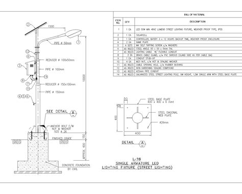 SolarCell LED Street Lighting Pole - CAD Files, DWG files, Plans and ...