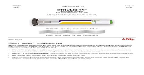 SEAL TRULICITY - Eli Lilly and BREAK SEAL Instructions for Use BREAK ...