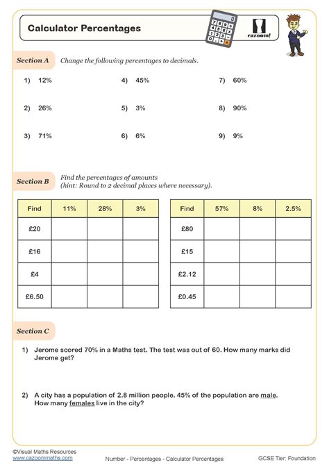 Calculator Percentages Worksheet | Printable PDF Worksheets