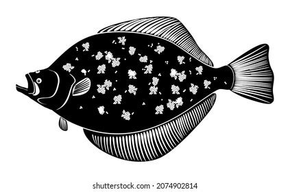 Halibut Fish Black Vector Fish Silhouette Stock Vector (Royalty Free ...