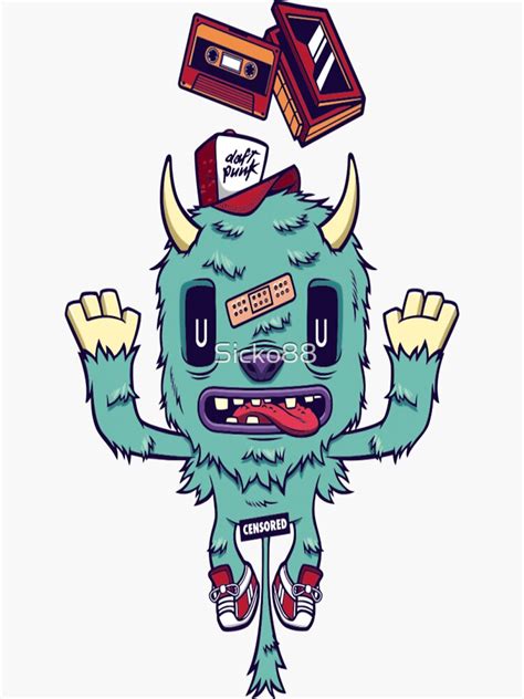 "monster flap clip art" Sticker for Sale by Sicko88 | Redbubble