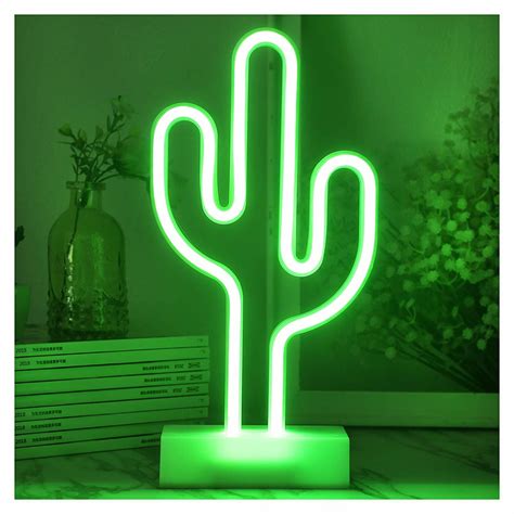 YiiY Cactus LED Neon Light, Indoor Figurine Lamps with Timer / Batteries Powere - LED Lights