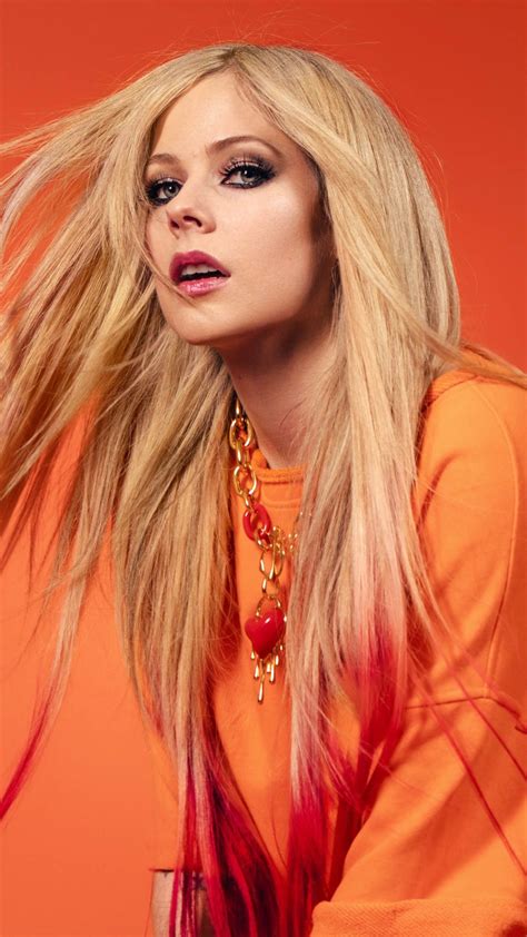 Avril Lavigne In Orange Color Dress 2022 4K Ultra HD Mobile Wallpaper