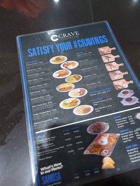 Menu at Crave Restaurant, Baguio