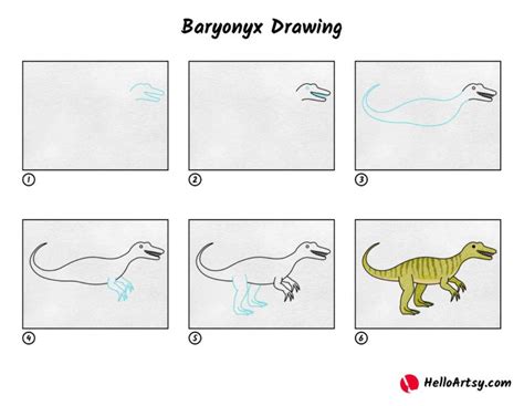 Baryonyx Drawing - HelloArtsy