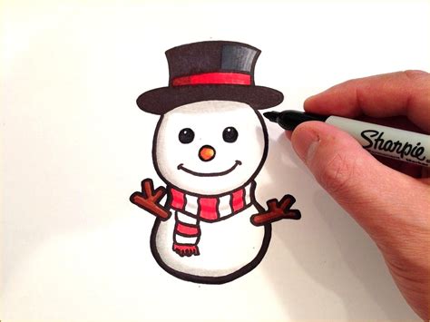 Wie zeichnet man einen süßen Schneemann | Cute snowman, Easy christmas drawings, Xmas drawing