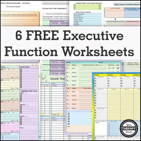 6 FREE Executive Functioning Activity Worksheets - Your Therapy Source