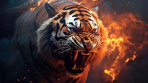 4k Angry Fire Tiger Wallpapers For Free