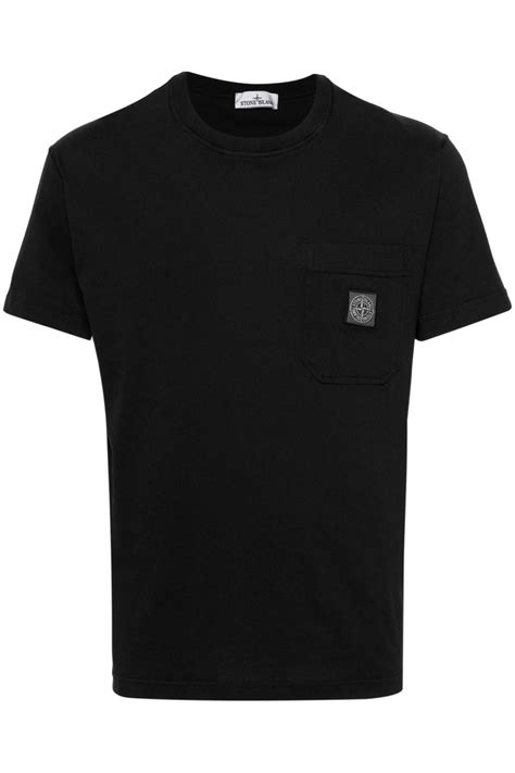 STONE ISLAND Patch Logo Cotton T-shirt - Clothing from Circle Fashion UK