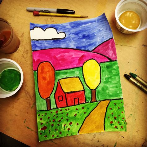 Fall Tempera Landscape Painting - Art Projects for Kids