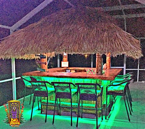 Tiki Hut Bar on Lanai with LED lighting | Outdoor tiki bar, Tiki bars ...