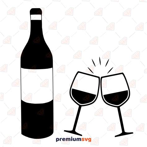 Wine Bottle and Glasses SVG, Wine Glass SVG Vector Files | PremiumSVG