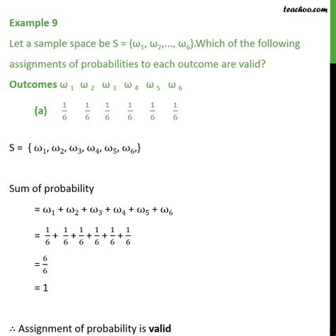 Example 9 - Let sample space be S = {W1, W2,.. W6}. Which