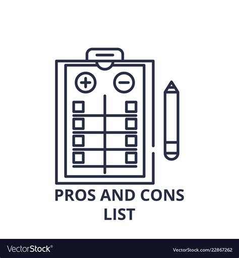 Pros and cons list line icon concept Royalty Free Vector