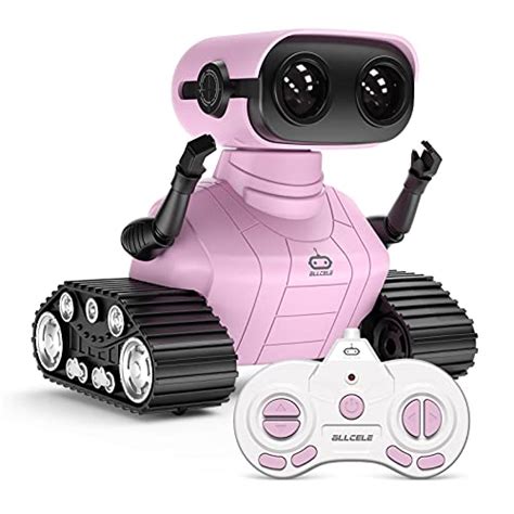 ALLCELE Girls Robot Toys, Rechargeable RC Robots for Kids, Remote Control Toy with Music and LED ...