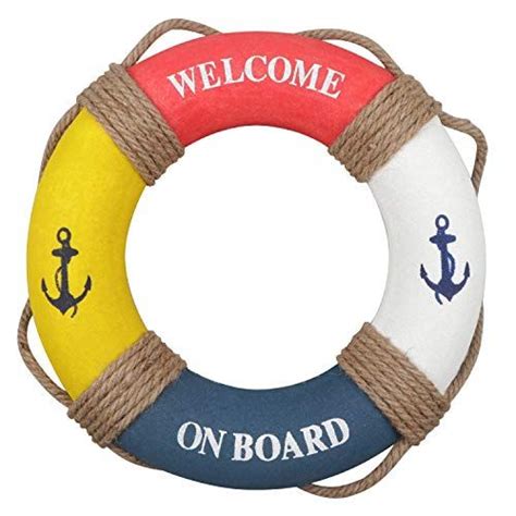 Fangoo Nautical Lifering Nautical Decorative Life Ring Buoy Home Wall Door Hangings Decor,Red ...