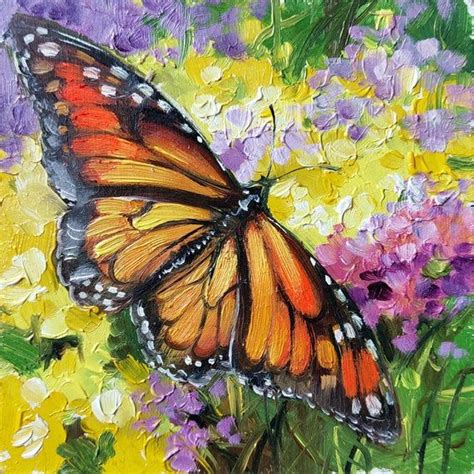 Monarch Butterfly Art Oil Painting Original 4x4 Yellow Oil - Etsy ...