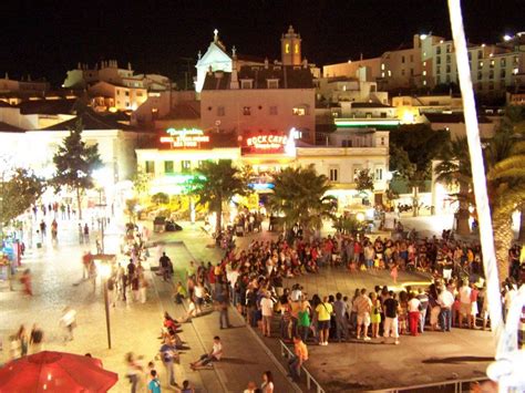 Old Town, Albufeira at night. The town is full of historical culture ...