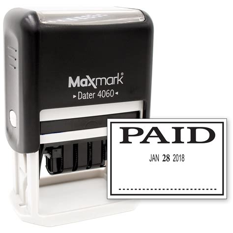 MaxMark Large Date Stamp with PAID Self Inking Date Stamp, Large Size ...