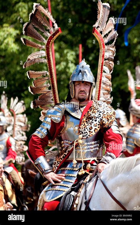 Polish hussar elite cavalry knight at Battle of Klushino - 400 years festival in Warsaw, Poland ...