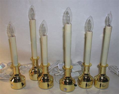 6 Christmas Adjustable Height Electric Window CANDLES w/TIMER & SENSOR Brass Col | Electric ...