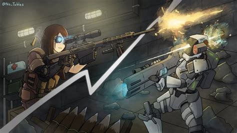 Colonist Counter Sniping a Lancer! (Artwork by ATTF/ No_Tables) : RimWorld | Artwork, Fan art ...