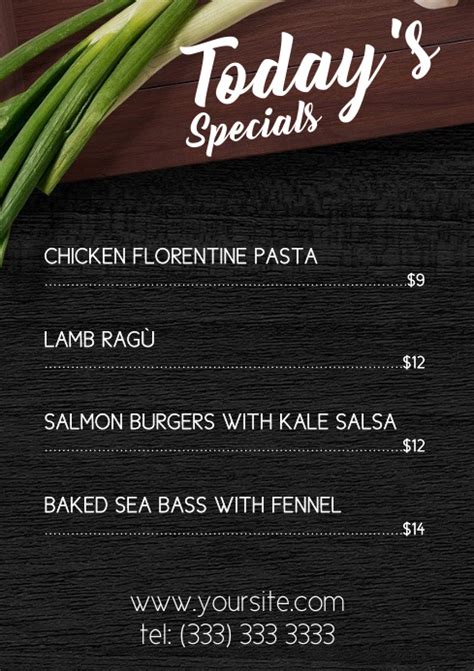 Copy of Today's Specials menu table a4 printable | PosterMyWall