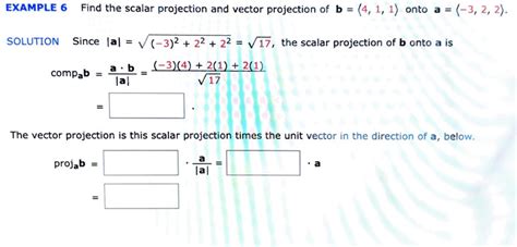 Solved EXAMPLE 6 Find the scalar projection and vector | Chegg.com