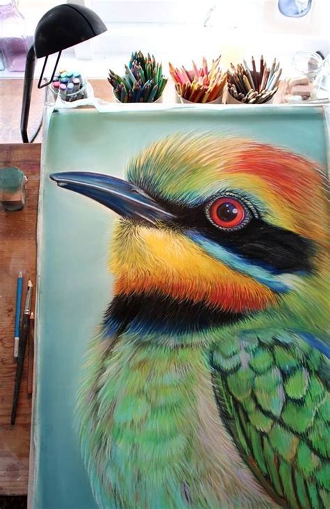 Art painting, Bird paintings on canvas, Colored pencil art projects