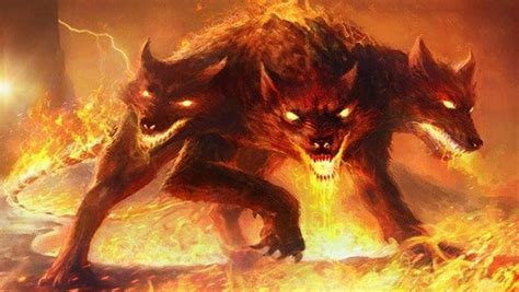 Legend of the three-headed dog monster guarding the gates of hell