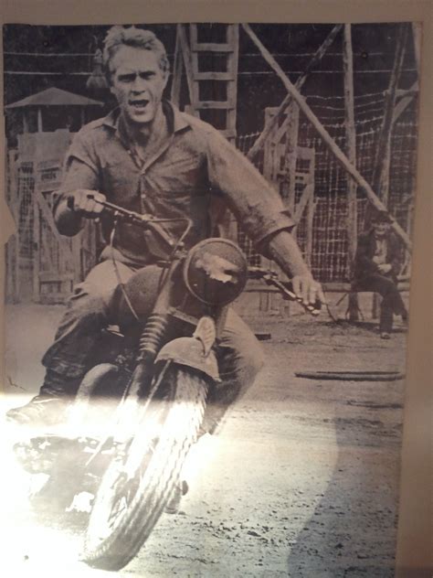 "The Great Escape" poster of Steve McQueen riding the famous motorcycle ...