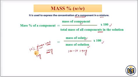 Concentration Of Solutions: Mass/Mass % (w/w) - YouTube